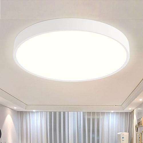 Style home 36W LED Deckenleuchte Deckenlampe,Ø40x4cm,Warmweiß 3000K,ultraslim runde Lampe aus Metall, für Wohnzimmer Schlafzimmer Büro Küche Diele Flur (Weiß)