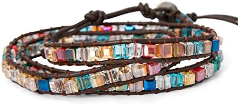 SPUNKYsoul 3 Wrap Dazzling Multi Color Crystal Leather Bracelet Collection