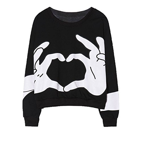 Ancia Girls Teens Cute Sweetshirt Pullover Sweater Long Sleeve(Black)