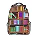Libreria Libreria Stampa Tote Zaino Casual Leggero Studente Zaino Grande Capacità Bagpack Per Studenti Ragazzo Ragazza, Nero , Taglia unica