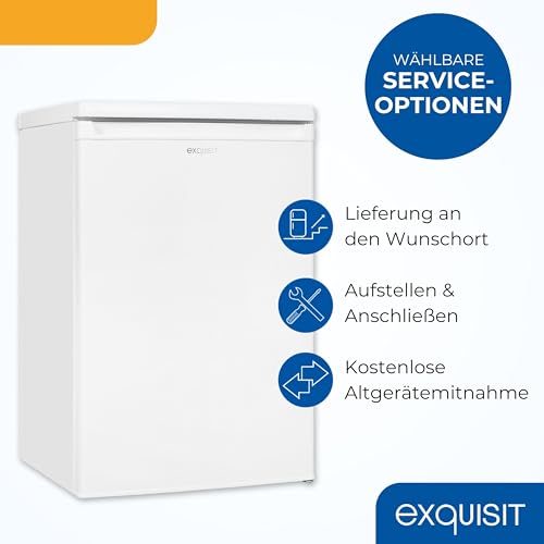Exquisit Kühlschrank ohne Gefrierfach, 126 Liter, 55 cm Breit, Freistehend, Kompakt, Temperaturregelung, LED-Licht, KS516-V-040D weiss