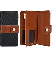 Sunpour Women Wallet RFID Blocking Trifold Wallet Slim Leather Wallet Large Capacity Credit Card ...