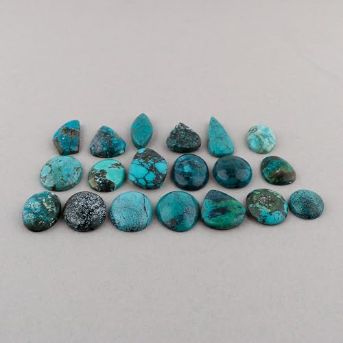 GEMKORA 100 carats Genuine Tibetan Turquoise Gemstones Wholesale Cabochons Lot, Jewelry Making Loose Gemstone, Polished Gems, DIY, Wire Wrapping, Healing Crystals, Bulk Gemstone, Birthstone Crystals - Thumbnail 4