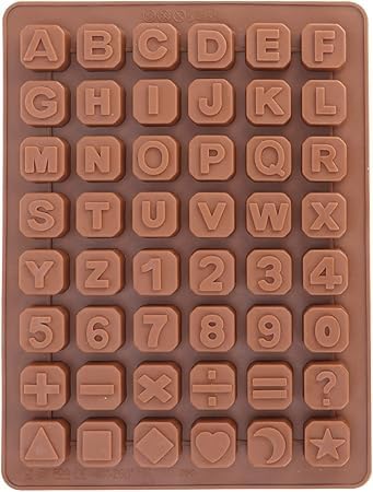 BAKEMO Silicone Chocolate Mold | Alphabet Number Symbol Mould Tray | Fun Fondant Mould DIY Candy Baking Mold for Making Homemade Chocolate, Candy, Gummy, Jelly, Cake Decoration (Multicolor - PK1)