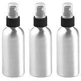 mDesign Aluminum Rustproof Spray Bottles - Mister, Essential Oils, Cleaning Products Solutions, Aromatherapy - 4-oz, Pack of 3, Brushed Aluminum/Black