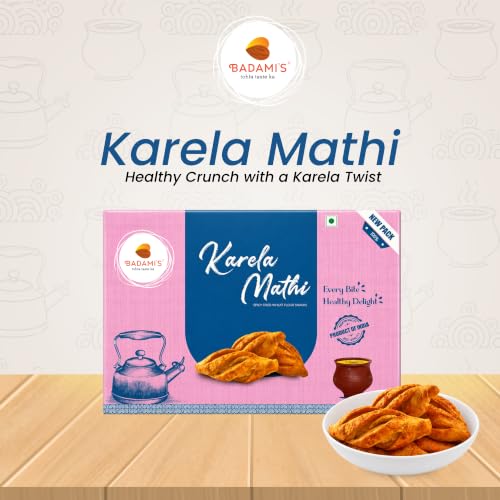 Image of Badami's Karela Mathri 300g with Complimentary Rakhi | Crispy & Crunchy Traditional Indian Namkeen | Ready-to-Eat Tea Time Snack | Raksha Bandhan Combo | Made with Natural Ingredients
