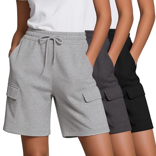 Bermuda cargo femme anti frottement short de yoga ample taille haute