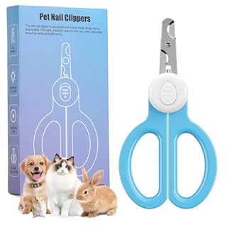 Euqvunn Tagliaunghie Gatto, Professionale Taglia Unghie Gatto Con Doppia Lama e Rimovibile Illuminazione LED, Adatto a Conigli, Uccelli, Cuccioli, Gattini, Animali Medi e Piccoli (Blu Bianco)