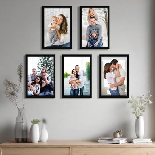 Image of A4 Size Photo Frame For Wall Set of 5 Black Picture Frame For Home and Office Decoration, Size -8x12 Inches (Design 05)