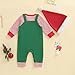 DNOMAID YZARC My 1st Christmas Baby Boy Outfit Stripe Long Sleeve Romper Embroidery Overalls Pants Santa Hat Clothes Set (Green, 3-6 Months)