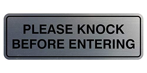 Standard Please Knock Before Entering Sign - Silver - Small 1 Pack