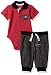 Calvin Klein Baby Boys' 2 Pieces Pant Set-Collar on Bodysuit, Red/Charcoal, 18M