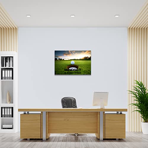 Kawahone Golf Course Poster Wall Art For Living Room Golf Course Pictures Golfing Sport Paintings Inspirational - Mindset Is Everything Motivational Sport Poster For Living Room Decor Ready To Hang #TOP5