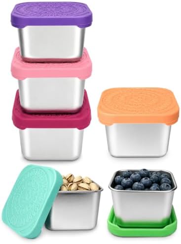 HTEVW 6 Pack Stainless Steel Snack Containers for Kids, 6 oz Food...