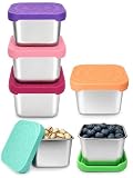 HTEVW 6 Pack Stainless Steel Snack Containers for Kids, 6 oz Toddler Snack Containers with Silicone Lids, Reusable Leak Resistant Food Containers for School Lunch, Daycare, Travel & Portion Control
