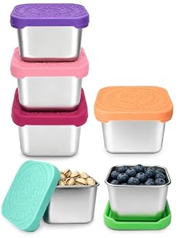 HTEVW 6 Pack Stainless Steel Snack Containers for Kids, 6 oz Food Container