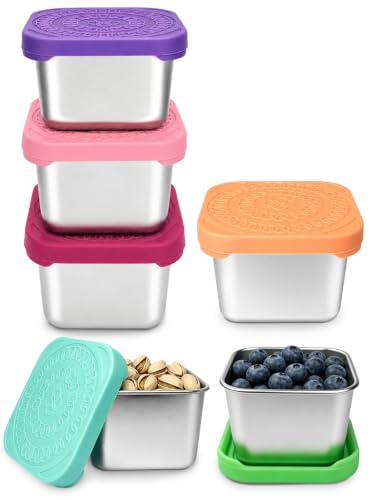 6-Pack Stainless Steel Snack Containers for Kids
