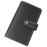 [VOLAN] レザー カード ケース 大容量 96枚 収納 クレジット 名刺 ポイント カード入れ ホルダー メンズ レディース CARD CASE 6カラー (ブラック)