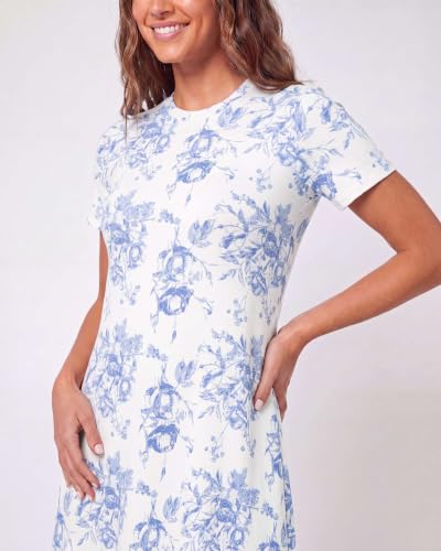 Image of Real Essentials 3 Pack: Women's Short Sleeve T Shirt Dress Swing Loose Casual Lounge Everyday Outfit (Available in Plus)