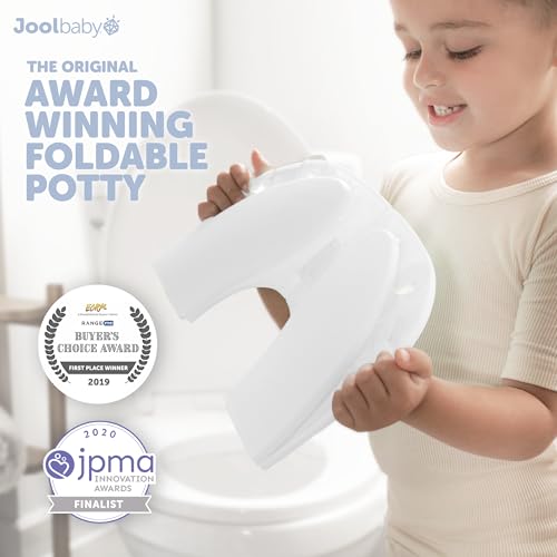 Image of Jool Baby Folding Travel Potty Training Seat for Toddlers, Fits Round & Oval Toilets, Non-Slip Suction Cups, Includes Free Travel Bag (White)