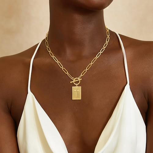 CHESKY Pendant Necklaces for Women Trendy, Dainty Gold Paperclip Necklace for Womens Tarnish Free Toggle Clasp Chain Necklace Simple Chunky Necklace Fashion Gold Jewelry for Women Gifts2