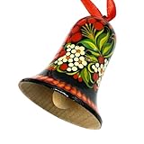 Bunter Christbaumschmuck Glocke aus Holz 6,5 х 4,5 cm Weihnachtsglöckchen Dekoration von Hand bemalt in der Ukraine -Kunsthandwerk
