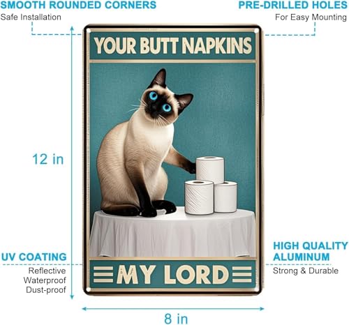 Vintage Funny Bathroom Sign – Humorous Metal Decor Plaque, Suitable for Cafes, Pet Lovers, Cats, Toilets, Bedrooms, Living Rooms, Kitchens, and Home Wall Decoration – 8x12 Inches