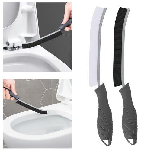 TQRR Escobillas de Baño-Cepillo Limpieza Hogar, Multifuncional Cepillo Limpieza Cerdas Duras, Inodoro, Bañera, Ranura de Puerta de Ventana y Herramientas de Limpieza (2, Gris)