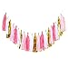 Qyeaber 20 pcs DIY Paper Tassel Tinsel Foil Tassel Party Garland Gold/Pink/Light Pink/ Champagne, Fringe Garland Banner for Valentineâ€˜s Day Wedding, Baby Shower, Birthday, Graduation, Party Decoration