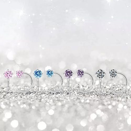 GLLBTPT Small Huggie Half Hoop Earrings CZ Tiny Cartilage Hypoallergenic Stud Earrings for Women Teen Girls (blue)3