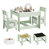 WOLTU Mesa Infantil con 2 Sillas, Verde + Blanco