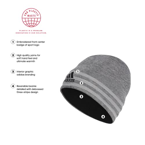 Adidas Men's Eclipse Reversible Beanie, Grey Six-Grey Twist/Onix Grey/Black, One Size #TOP1