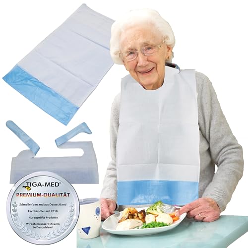 TIGA-MED Bavoirs adultes, 50 pièces, 66 x 37 cm, jetables, avec poche, imperméables