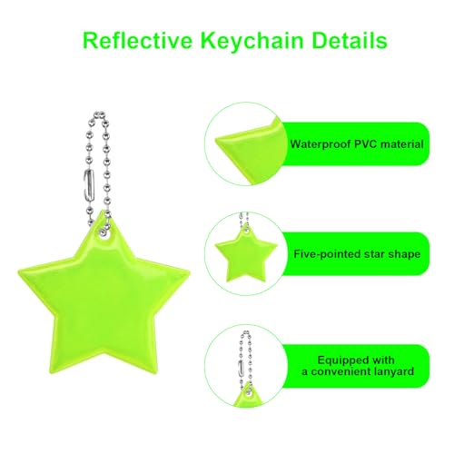 AOROPS Reflektierende Anhänger, 36 Stück Stern Reflektor Anhänger, Schulranzen Reflektoren Anhänger Reflektierende Schlüsselanhänger für Rucksack Schultasche Kleidung Gehen Laufen