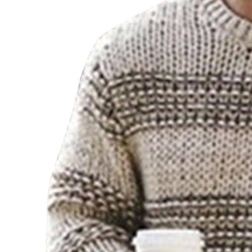 Men's Striped Sweater Striped Long Sleeve Crewneck Knitted Pullover Male Patchwork Casual Color Sweaters3