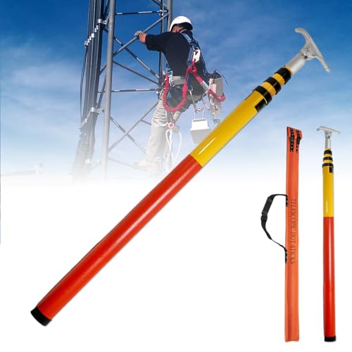 19.7Ft Telescopic Hot Stick, 220KV High Voltage Telescopic Insulated Rescue Hook/Pole, ASTM F711 Compliant, Insulated Fiberglass Material, Suitable for Electrical Safety, Emergency Rescue