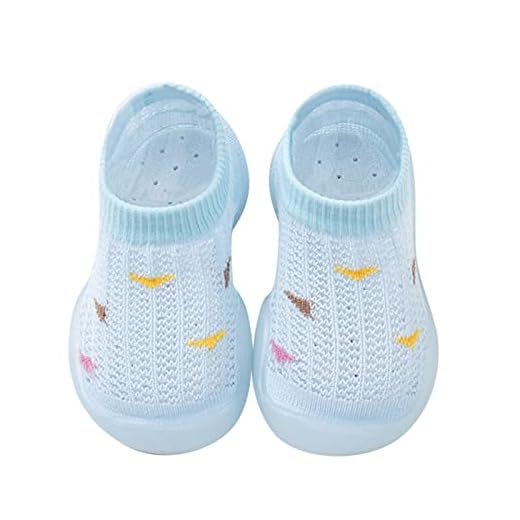 Meias infantis para meninos e meninas sapatos infantis de malha respirável meias de chão antiderrapante pré-andador (azul claro, 22 bebês)