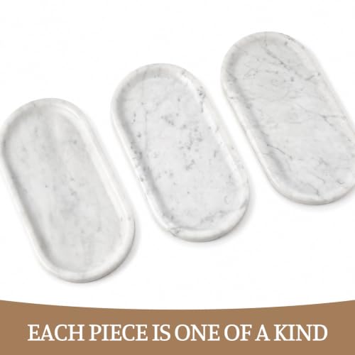 Image of Koville Bianco Carrara Marble Tray, 12 inchx6 inch Decorative Tray for Countertop, Catchall for Perfume, Candles, Jewelry Dish