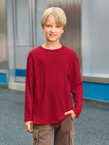 Haloumoning Boys Long Sleeve Shirts Kids Crewneck Oversized Casual Tees Fall Fashion Shirt Tops 5-14 Years2