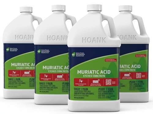 (4 Gallons) - Muriatic Acid for Swimming Pools & Spas, Removes Mortar from Bricks - 90% Low-Fume pH Stabilizer & Cleaner for Concrete & Masonry Surfaces, Clears Rust & Scale Build-Up - Ready to Use