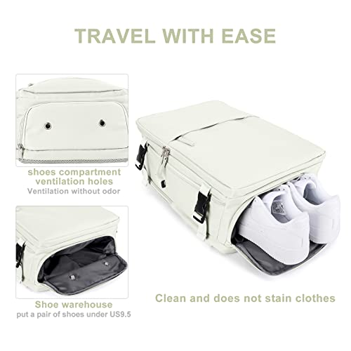 Uppack Travel Backpack For Women Men Travel Bag Watreproof Hiking Backpack College Laptop Backpack For Traveling On Airplane Travel Essentials Carry On Backpack Flight Approved(White) #TOP4