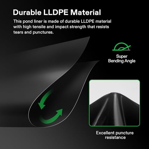VIVOSUN 20 x 25 Feet Pond Liner, 14.5 Mil Durable LLDPE Pond Liners for Koi Ponds, Aquaculture and Water Gardens, Black by VIVOSUN - Image 6