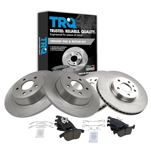 TRQ Front and Rear Brake Pad & Rotor Kit Brake Pads Brake Rotor Ceramic Compatible with 2013-2020 Ford Fusion 2013-2016 Lincoln MKZ