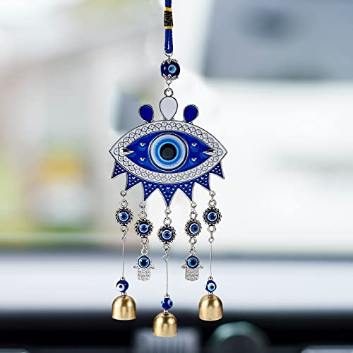 Wewaysmile 2 Pcs Evil Eyes Wind Chime Zinc Alloy Glass Rhinestone Wall Pediments Wind Chimes With Evil Eye Resin Beads Handcraft Hanging For Home Car Patio Kitchen Garden Office Decoration #TOP5