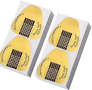 200Pcs Professional Long Nail Forms for Acrylic Nails, Polygel Nails, Thick Nail Extension Forms for Nail Art Tips, Thick Nail Extension Forms Premium Acrylic Nail Paper Forms, Nail Former Stickers for Professional Use