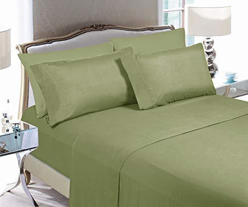 Elegant Comfort Luxury Soft Bed Sheets 1500 Premium Hotel Quality Microfiber Softness Wrinkle and Fade Resistant (4-Piece) Bedding Set, Twin/Twin XL, Olive Green