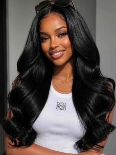 KLAIYI HD Real Scalp Wig 13x4 Lace Frontal Human Hair Wig Loose Body Wave with Face Framing Curtain Bangs Pre Everything Glueless 3S Wear and Go Precut Lace Pre Plucked Pre Bleached 180%Density 24Inch