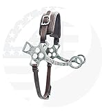 RIDING GEARS Hackamore Bitless Horse Bit Engraving Bit English Western Adjustable Leather (Brown)