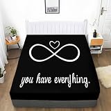Juego de sábanas bajeras de lujo minimalista, tamaño individual, microfibra cepillada suave, símbolo del infinito con corazón, fácil cuidado, resistente a la decoloración, transpirable, sábana bajera