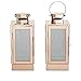 LampLust Rose Gold Decorative Lanterns - 9 Inch Tall, Timer and Batteries Included, Warm White Fairy Lights, Valentines Day Decoration, Spring or Wedding Decor Centerpiece - Set of 2